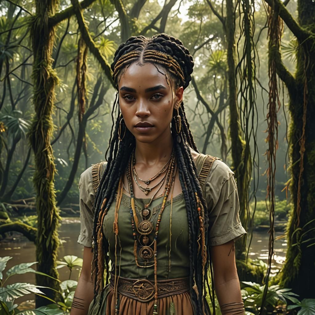 FKA Twigs in New Orleans Swamp: Fantasy Concept Art