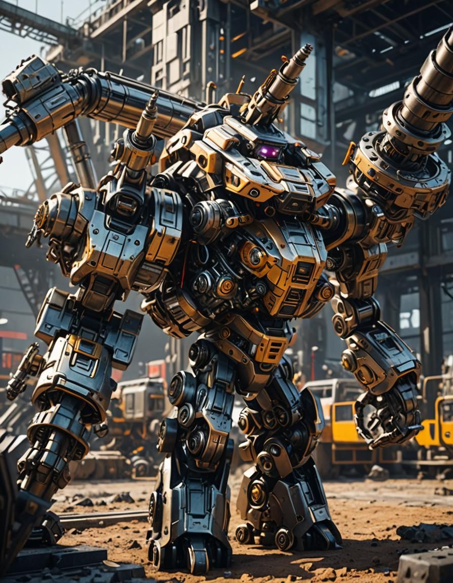 Futuristic Sci-Fi Drill People in Polished Metal