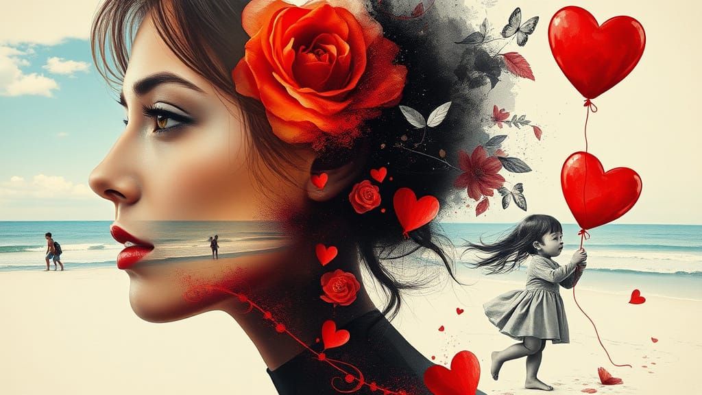 Vibrant Double Exposure Portrait in Abstract Style