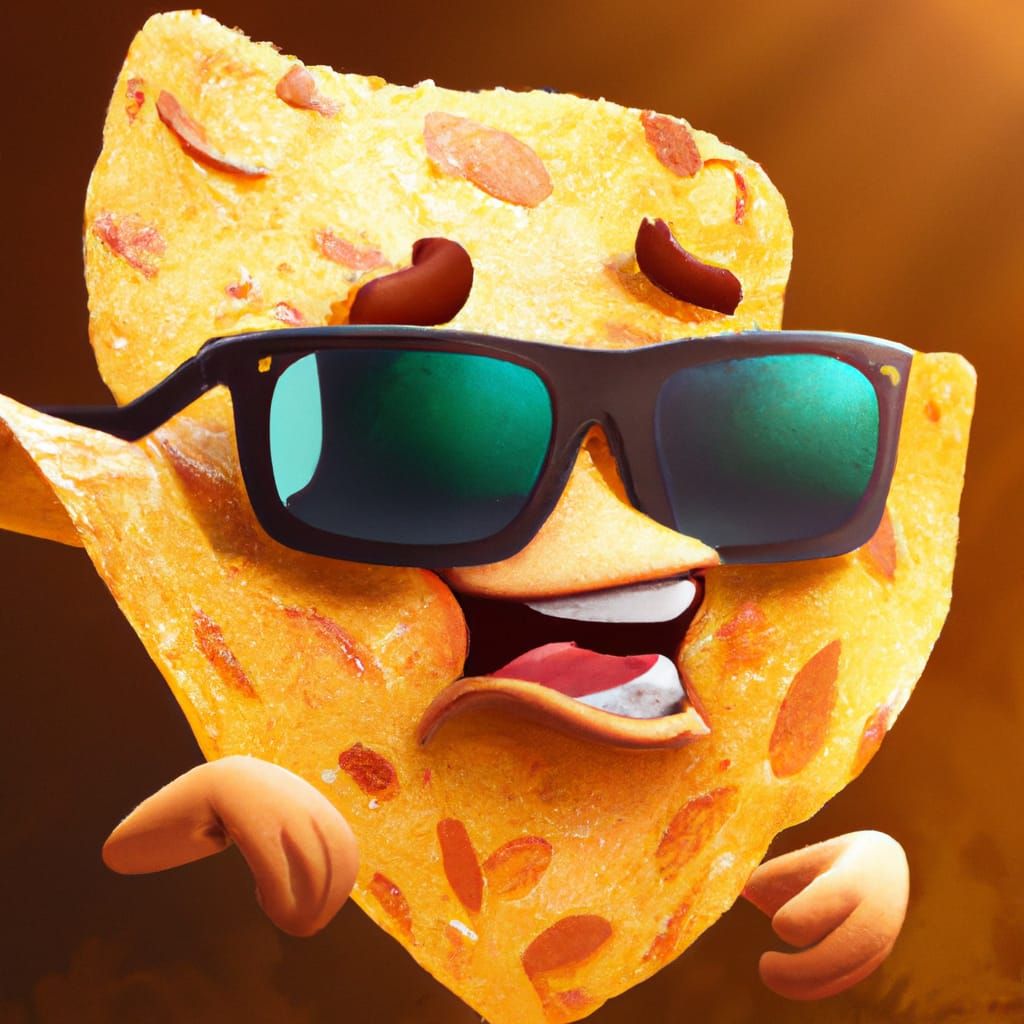 Tortilla Chip with Sunglasses: Pixar-Style Character Design