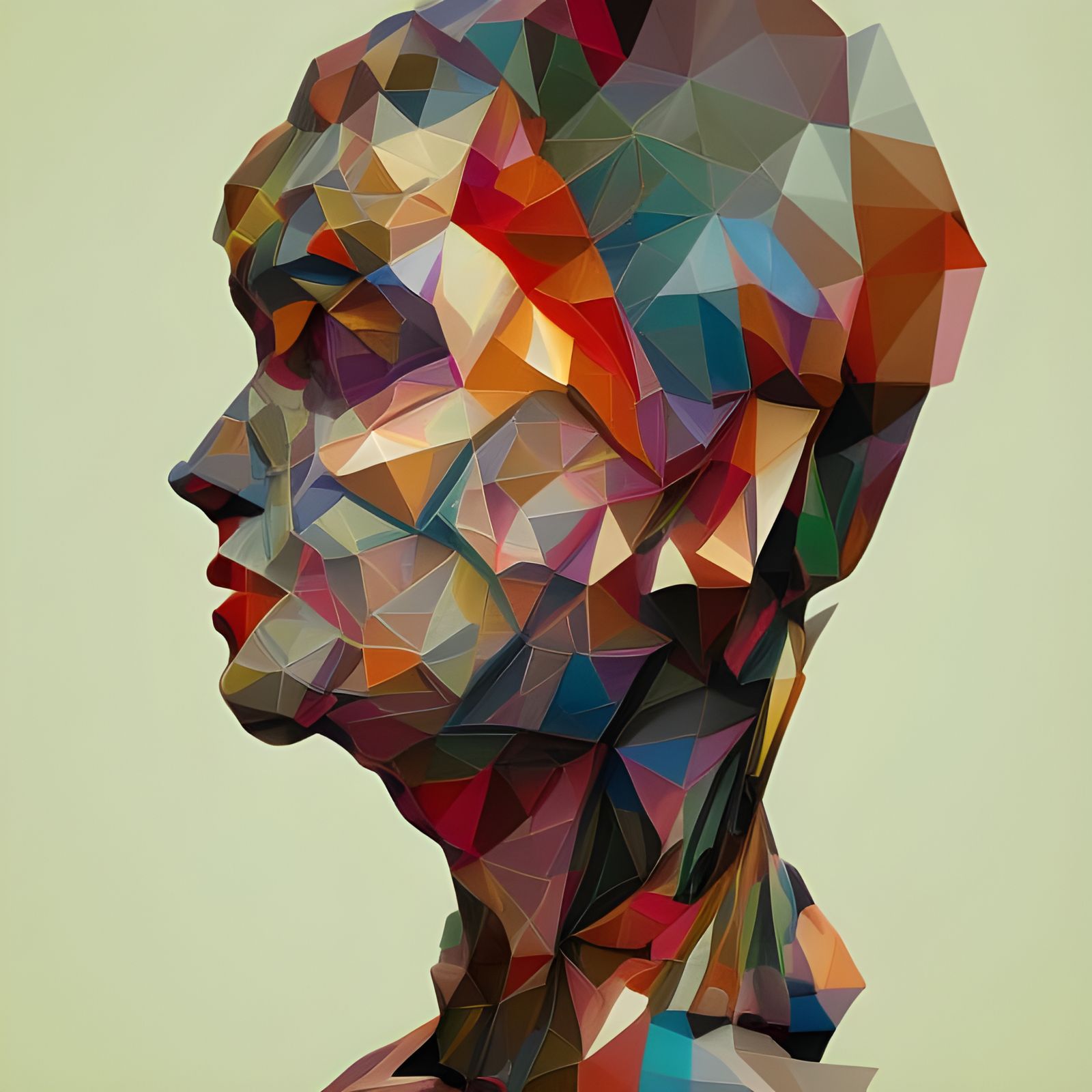Geometric Low Poly Fractal Design Portrait