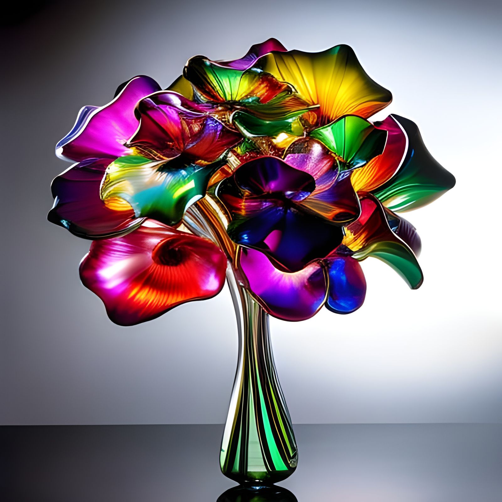 Prismatic Glass Rose Bouquet Inspired by Chihuly