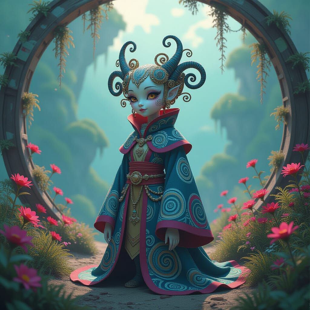 Whimsical Being in Dreamlike Environment