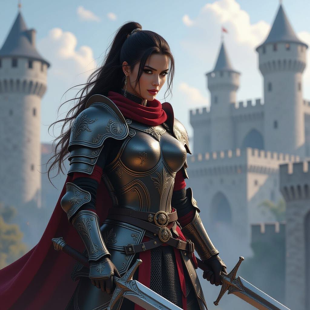 Black Templar Knight in Ornate Armor