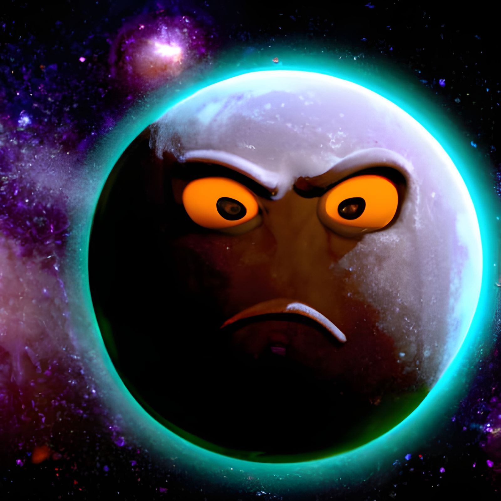 Angry Planet Portrait in Space, Pixar Style