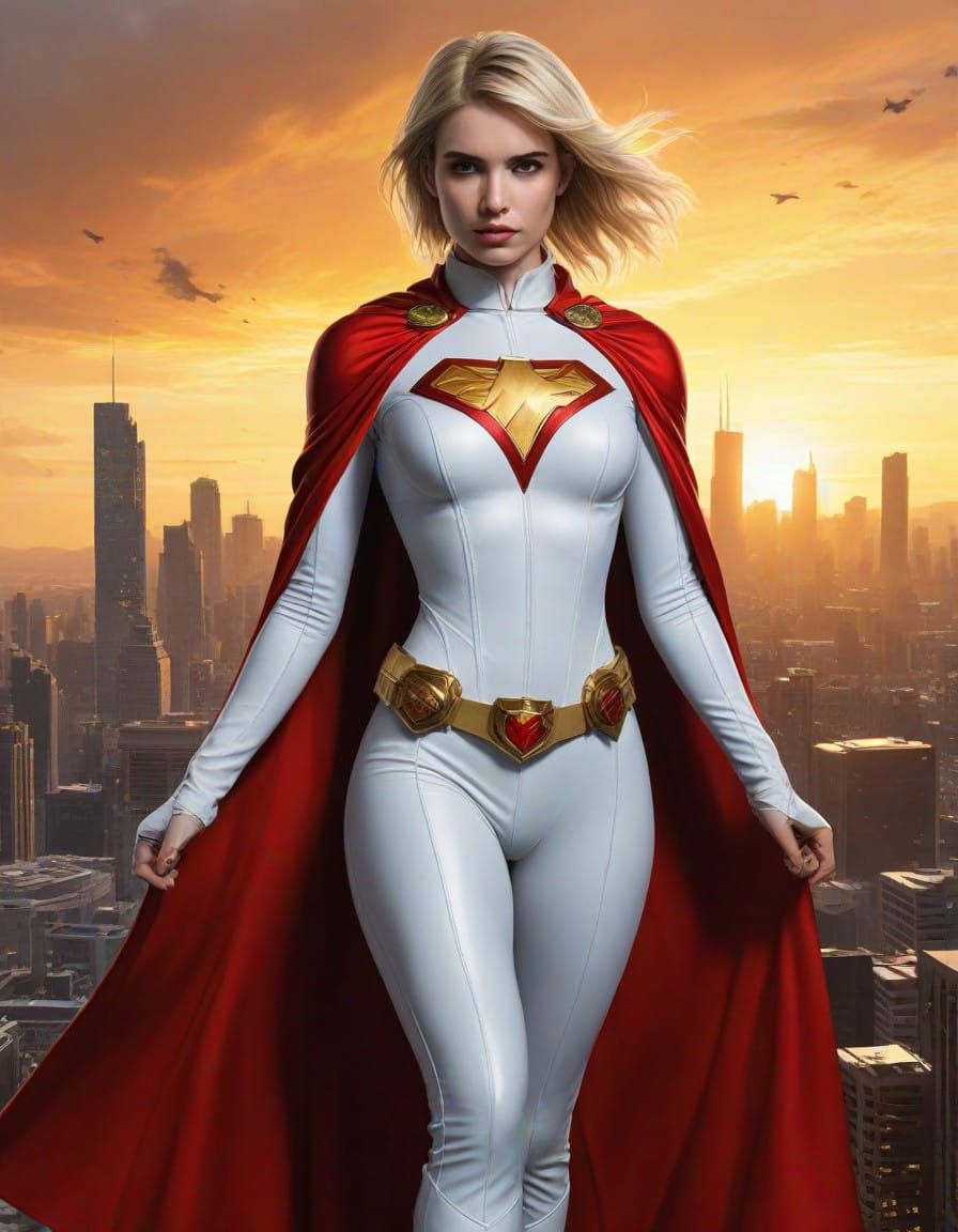 Emma Roberts as Power Girl, DC Superheroine in Elegance and....