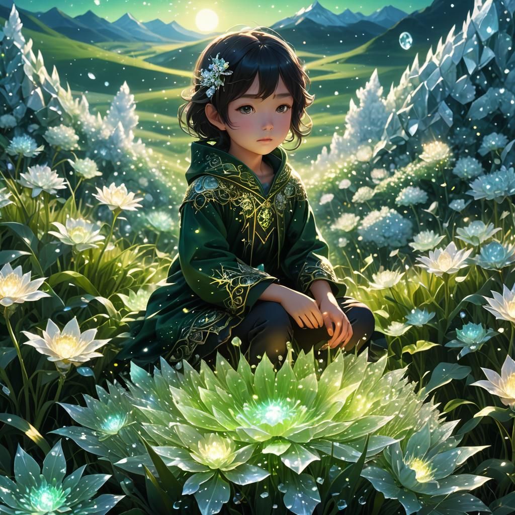 Child in Crystalline Field: Digital Anime Art