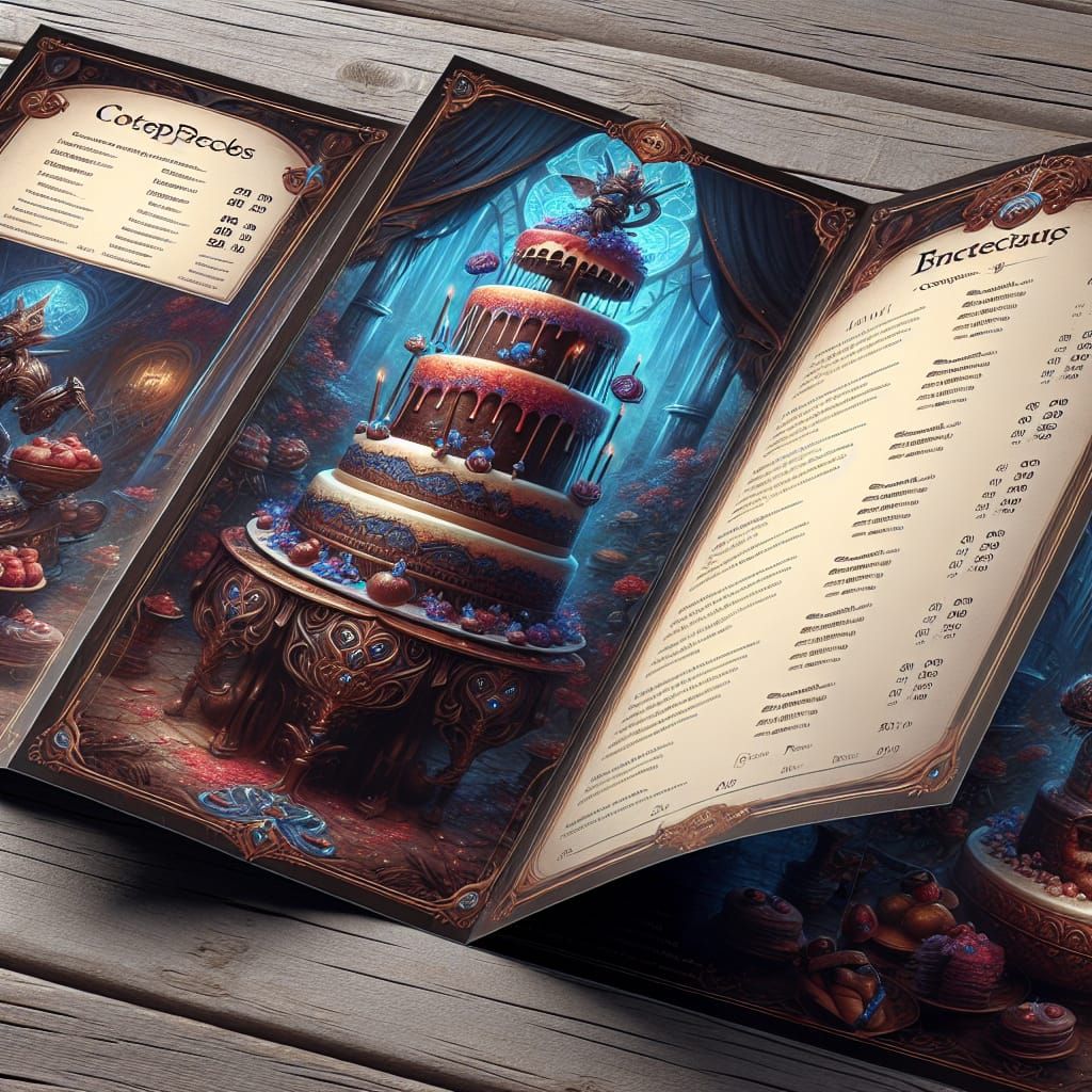 Fantastical Bakery Brochure Design in Matte Painting Style