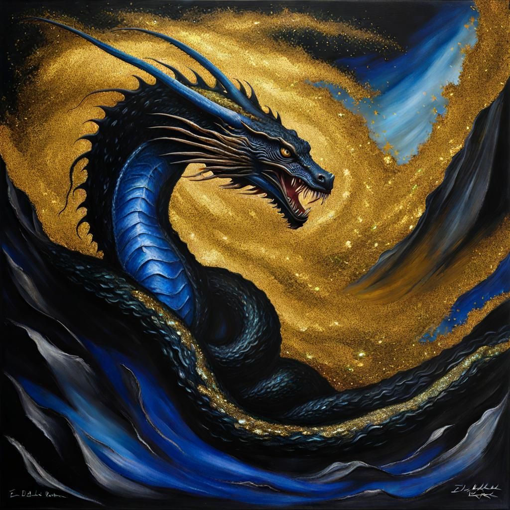 Eldritch Horror Basilisk in Nature as Oil Painting