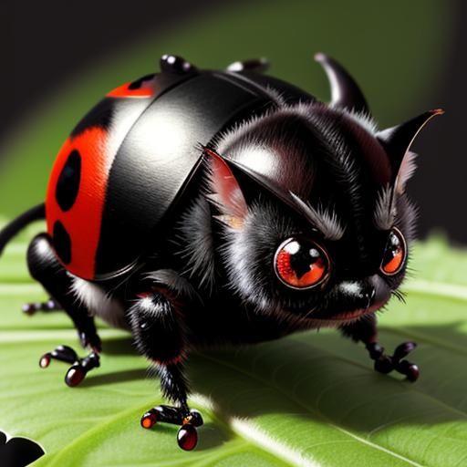 Surreal 3D Bat-Cat-Ladybug Hybrid Creature