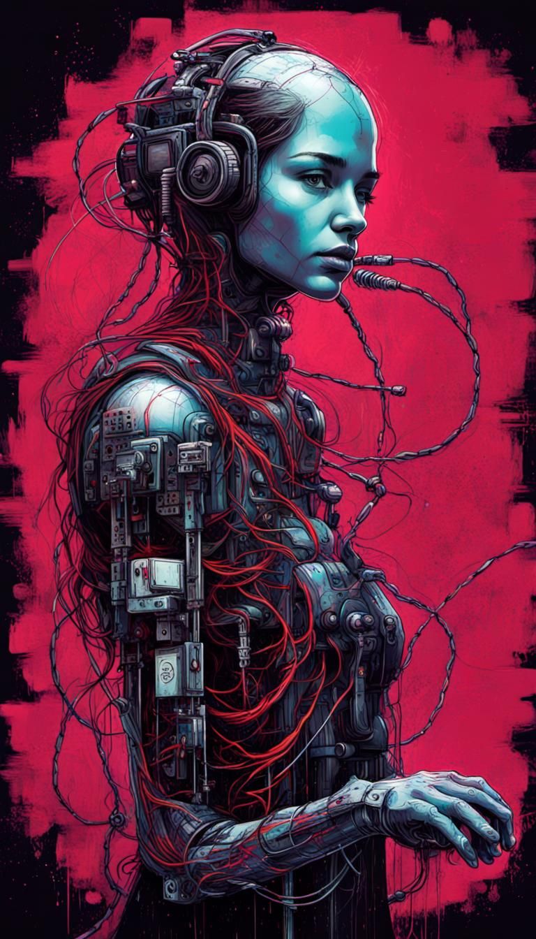 Gritty Sci-Fi AI Machine Graffiti Art