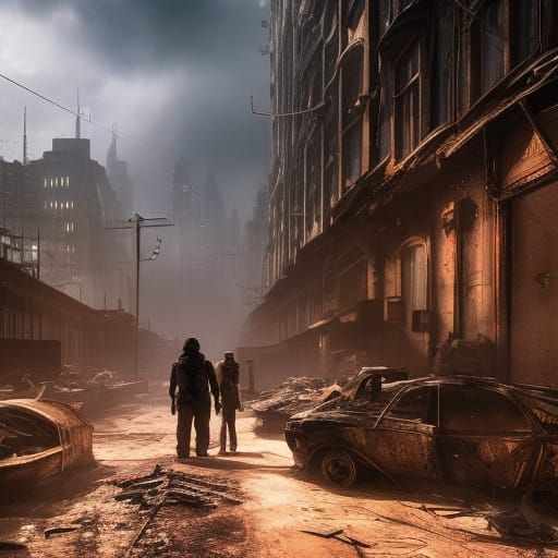 Post-Apocalyptic London in Dark Fantasy Style