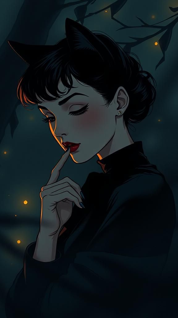 Catwoman as Audrey Hepburn in Dreamlike Shojo Style