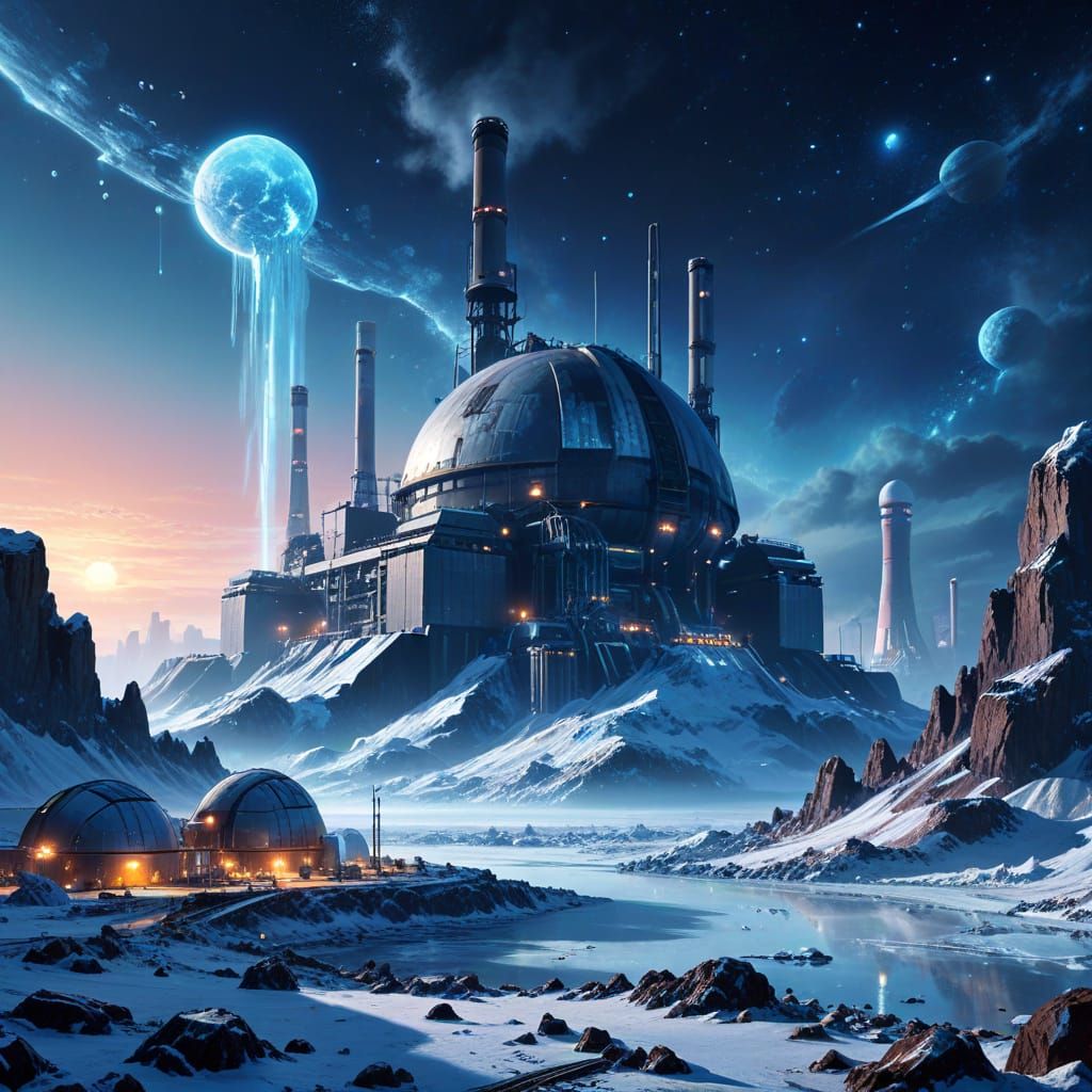 Futuristic Colony Thrives on Icy Pluto in Vibrant Colors