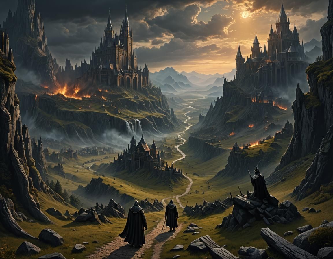 Medieval Fantasy Landscape: Castles in Dark Borderlands