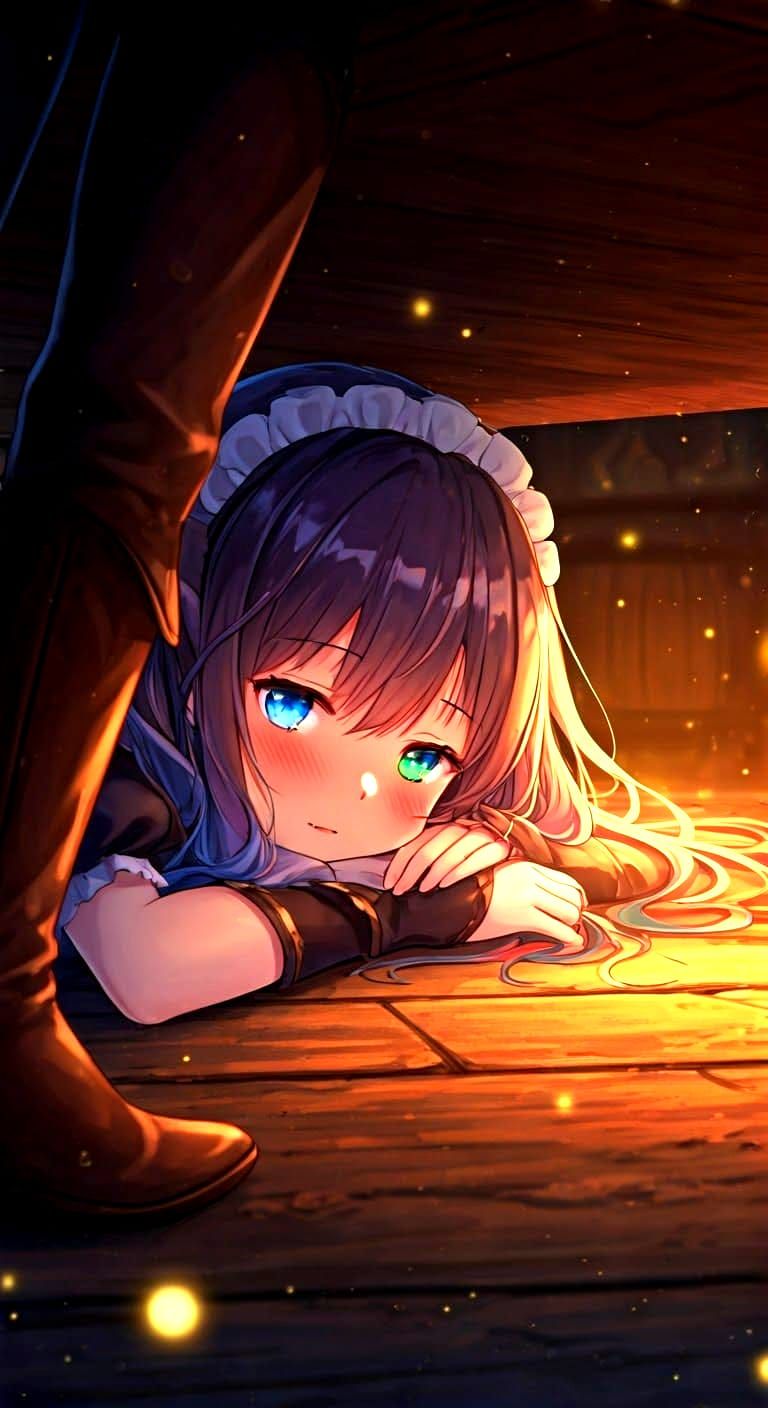 Anime Maid Girl Slumbers Under Tavern Table