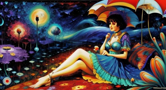 Psychedelic 1960s Masterpiece with Man and Woman