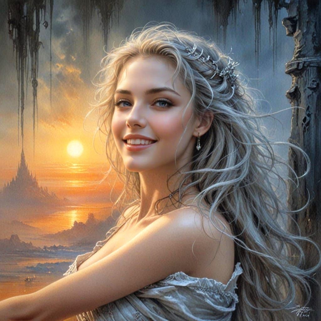 Ethereal Young Woman in Luis Royo's Style