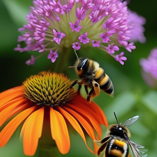 Adorable Fuzzy Bee with Chibi Eyes, Digital Art