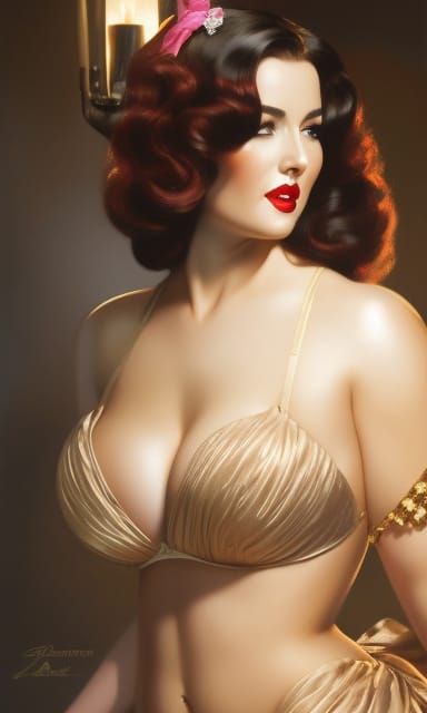 Glamorous Pin-Up Girl Showering: Hyperdetailed Portrait