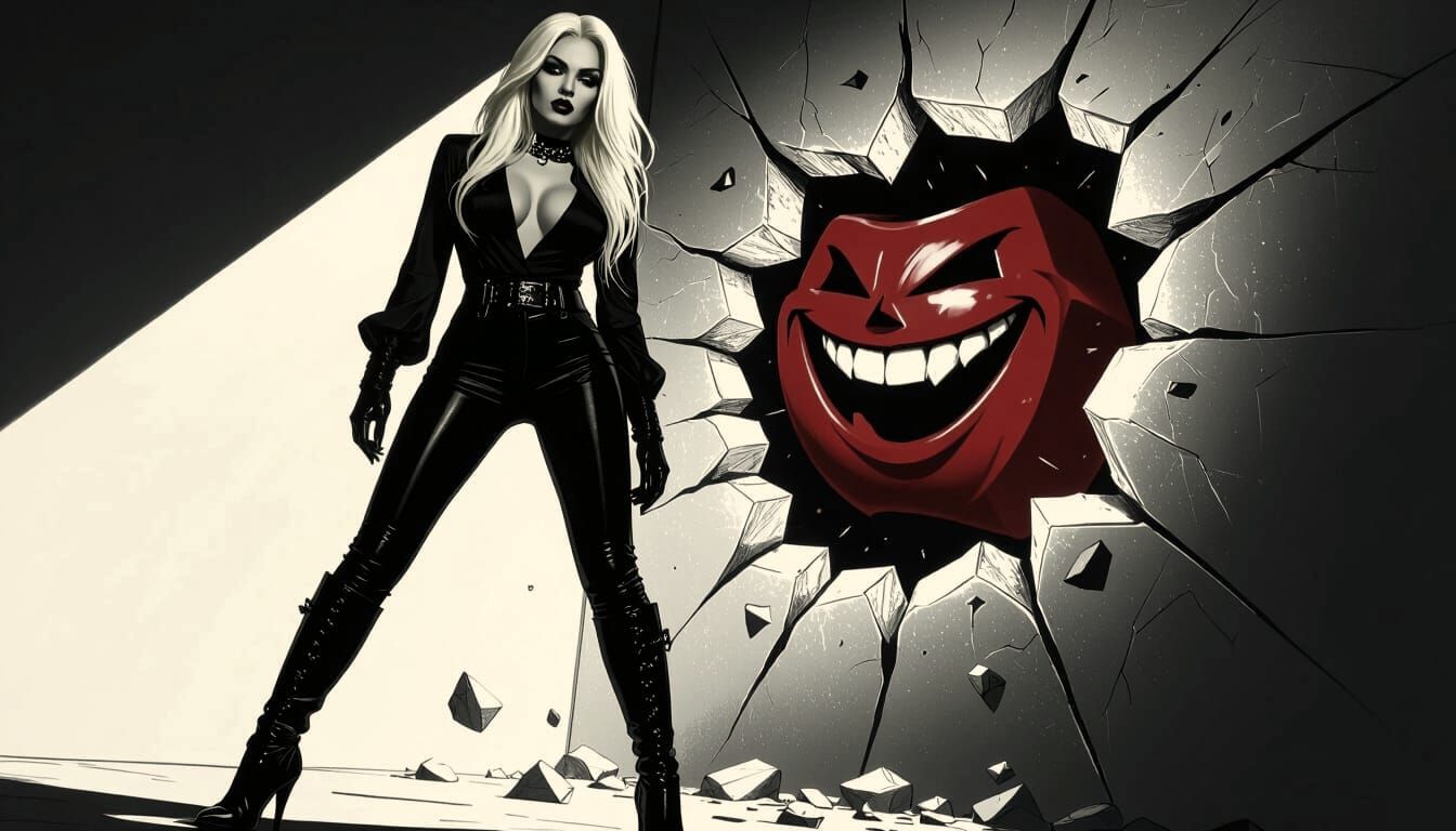 Goth Woman Faces Crashing Kool-Aid Man