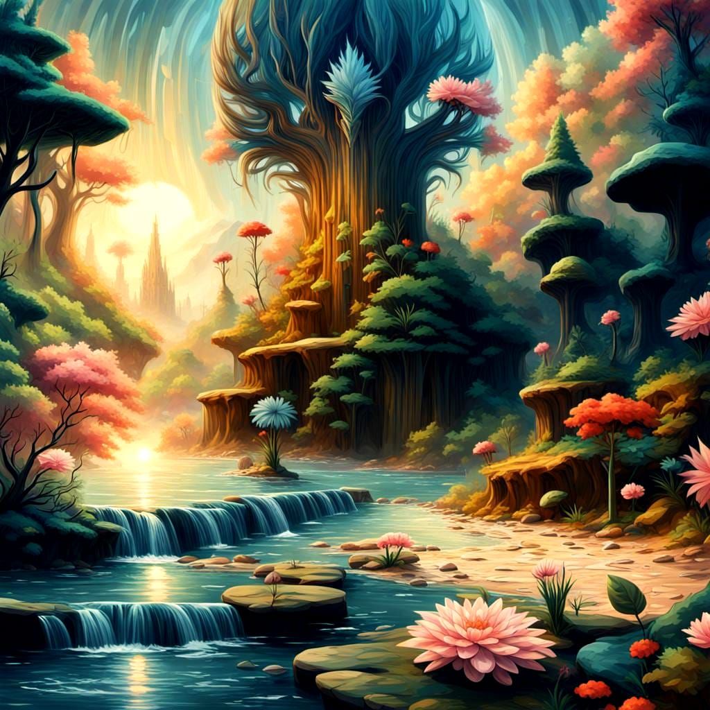 Abstract Surreal Landscape: Dreamlike Geometries