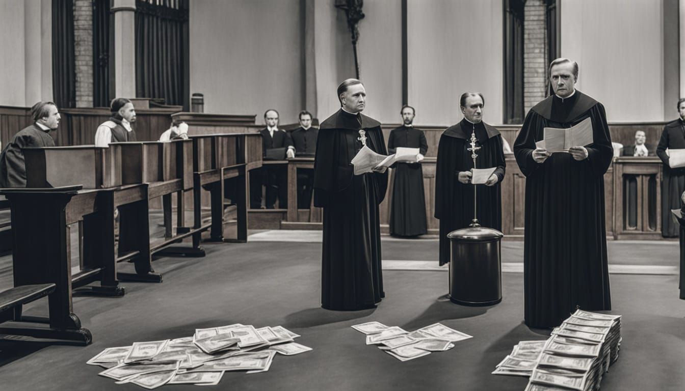 President Offers Money to Satan in Art Nouveau Style