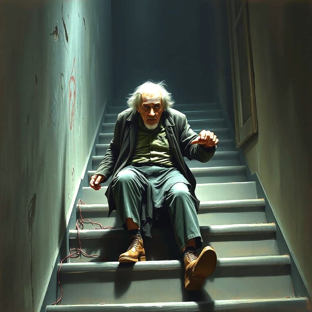 Surreal Stairway Incident with Old Man