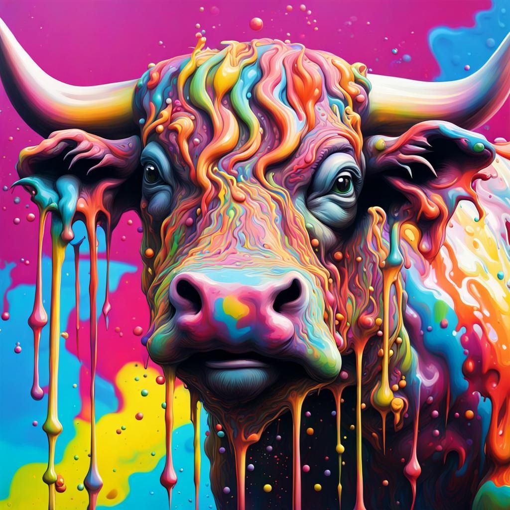 Psychedelic Bull in Candy Pond: Graffiti Art