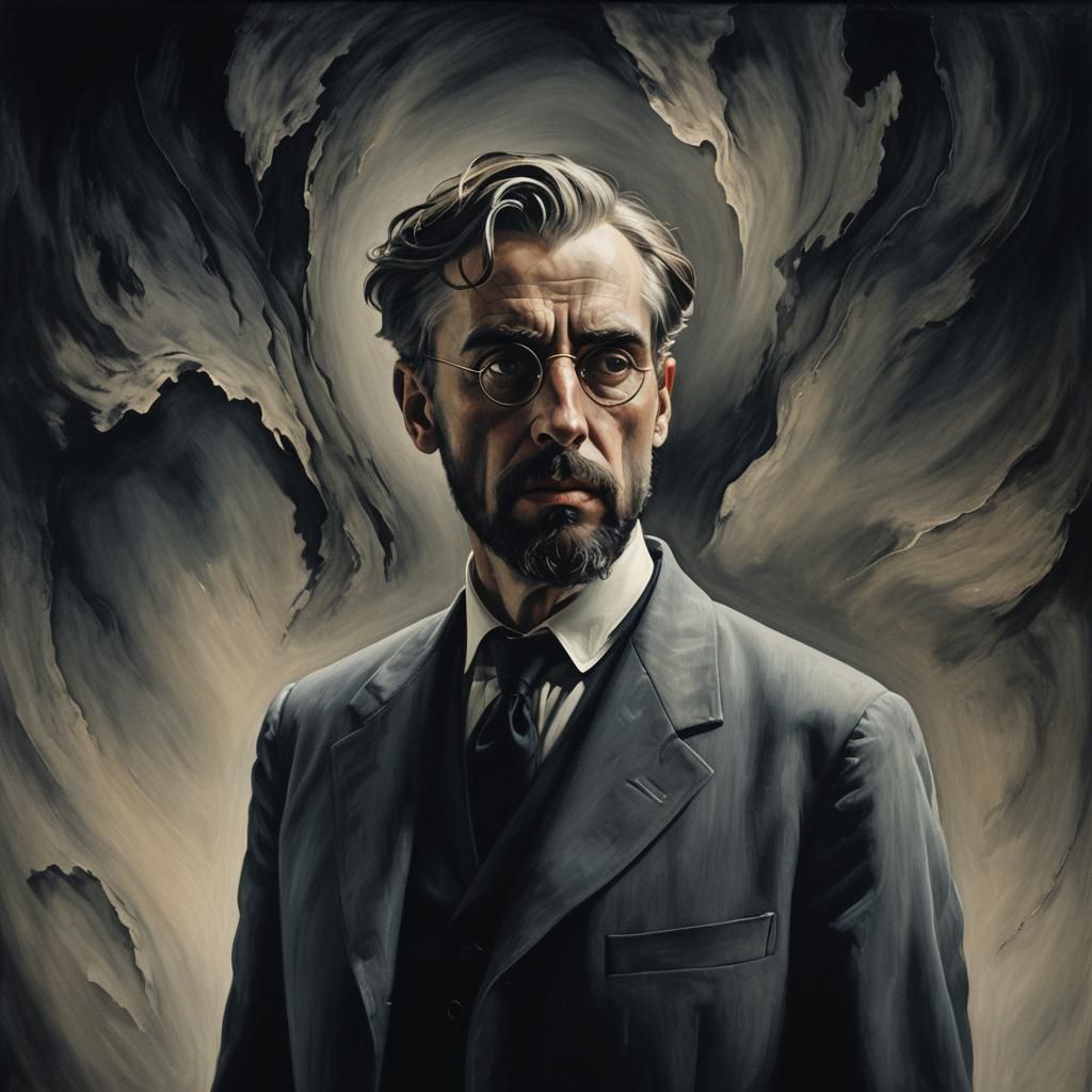 Surreal Portrait of Yeats in Endless Void