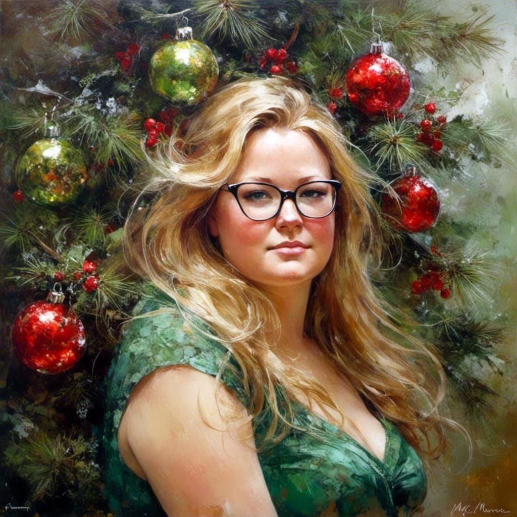 Charming Blonde Christmas Portrait in Whimsical Style