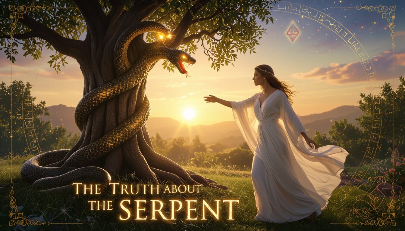 Eve and the Tree of Knowledge in Mystical Garden