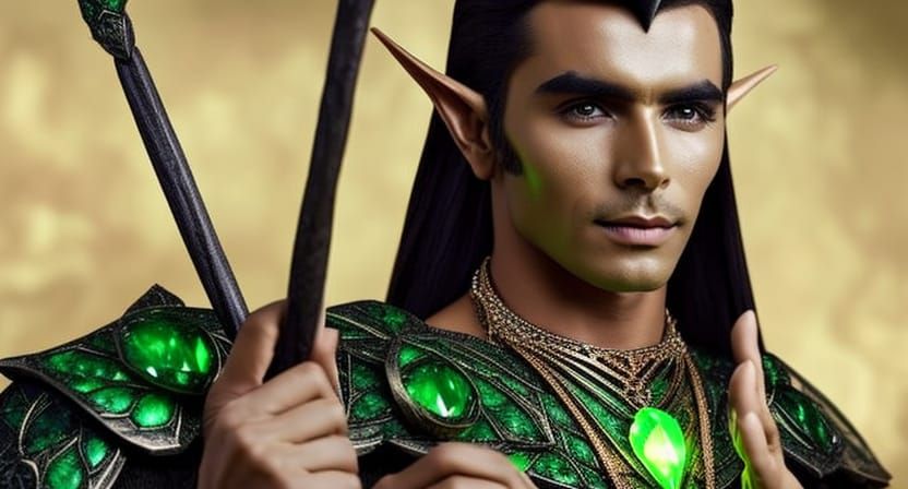 Elf Wizard's Magical Necklace: Sparkling Gemstones