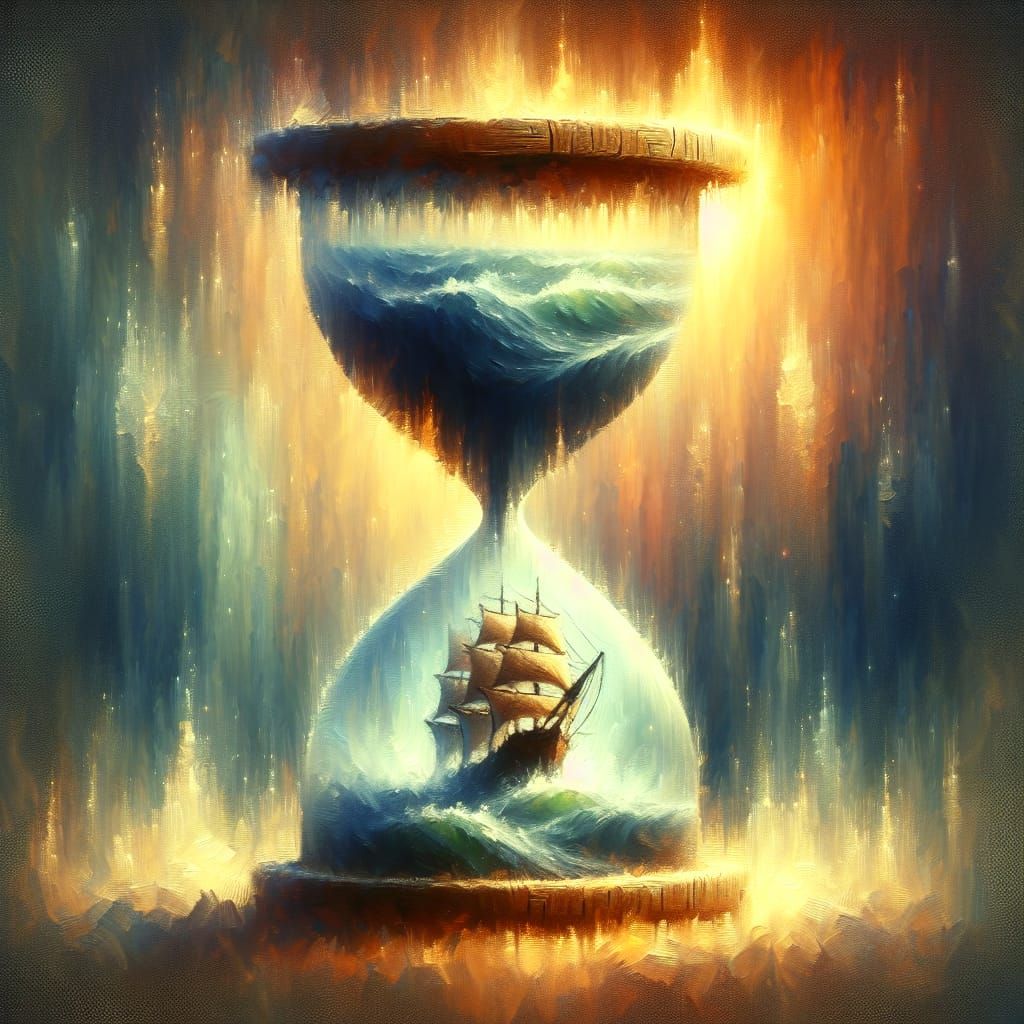 Enchanted Hourglass: Fantasy Oil Painting with Soft Focus
