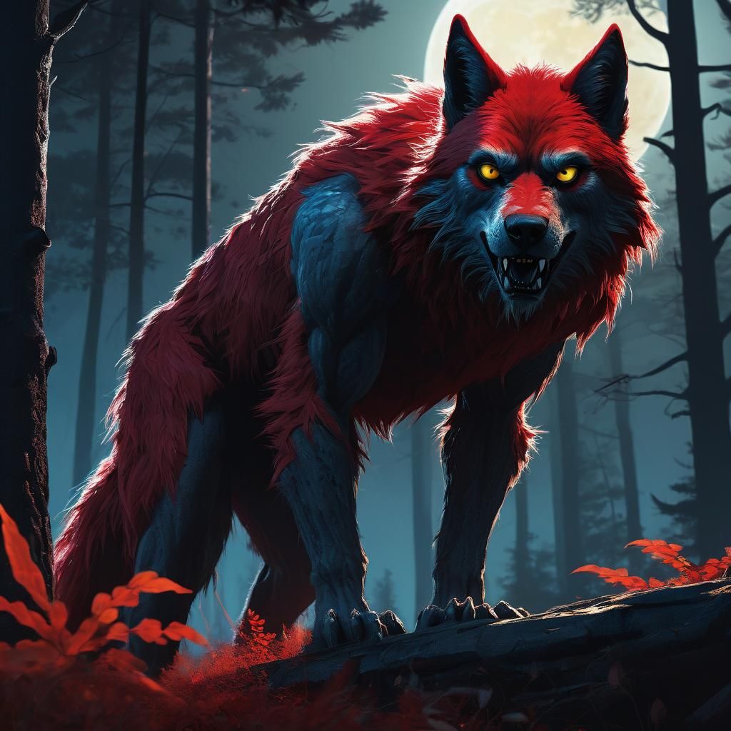 Teenage Werewolf in Misty Forest, Digital Painting