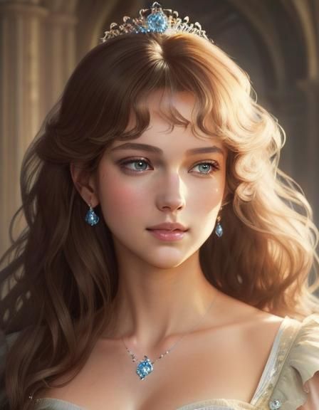 Gorgeous Princess in Rococo Style with Rose Briar