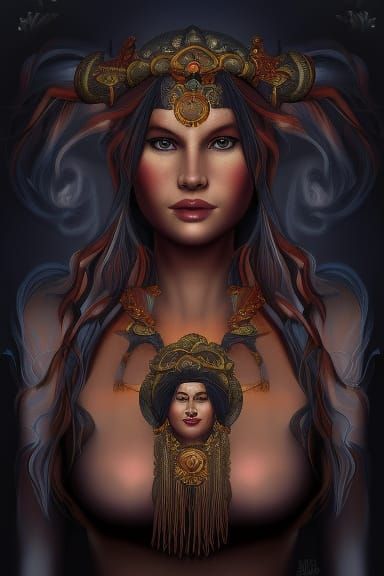 Fiery Portrait of a Powerful Goddess