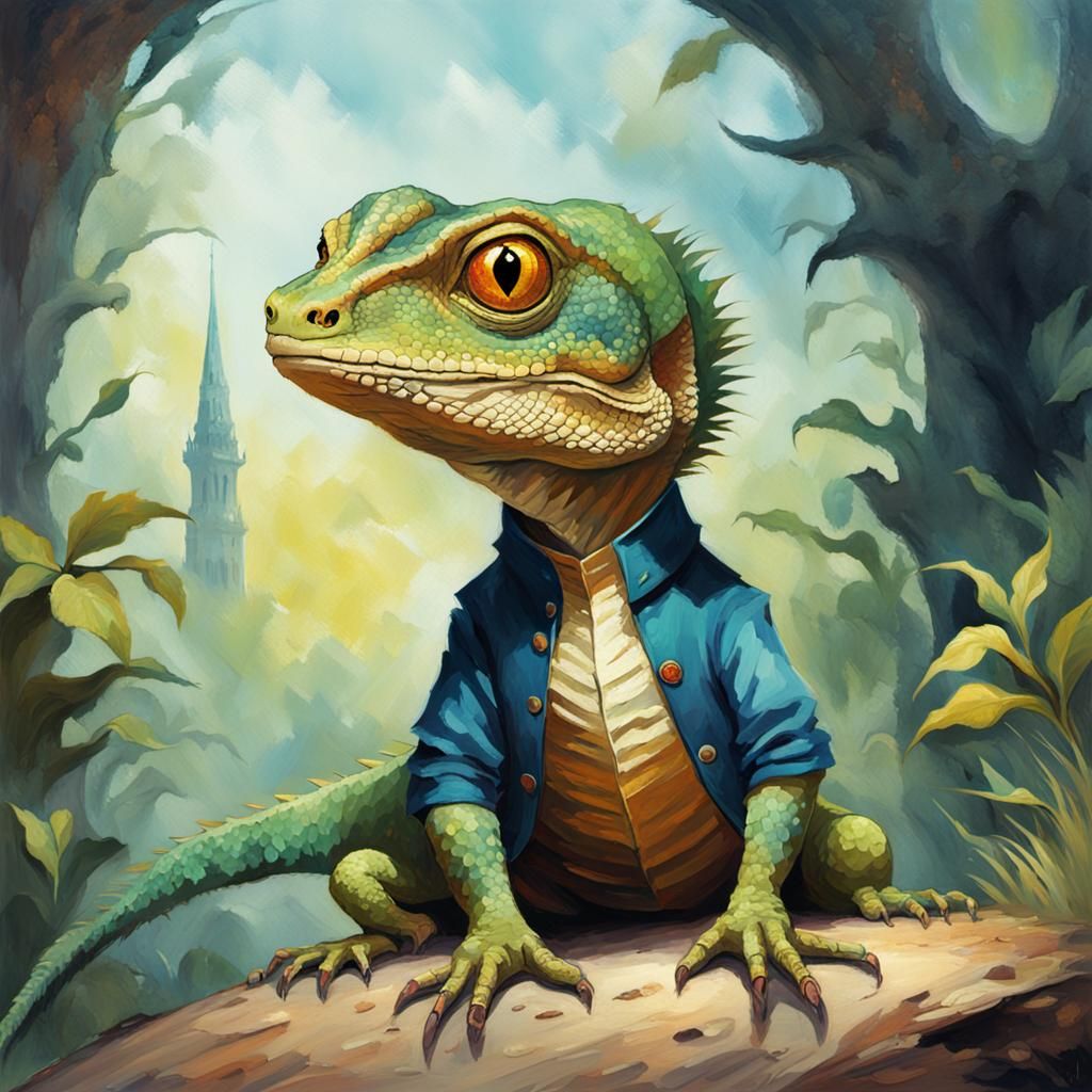 Alit the Two-Legged Lizard in Impressionism Art