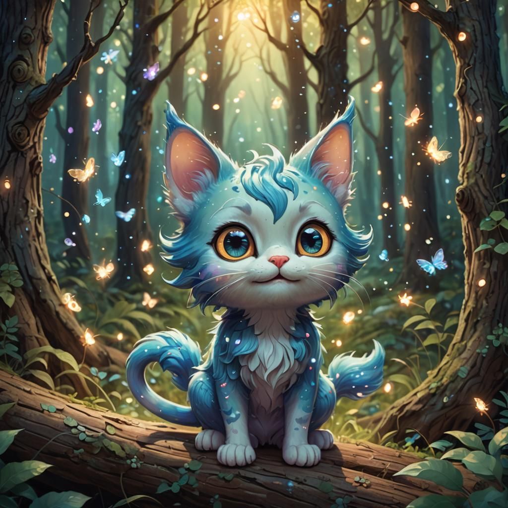 Pastel Forest Critter with Dreamy Smile