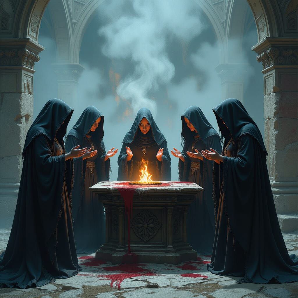 Gothic Priestesses Gather for Dark Ritual