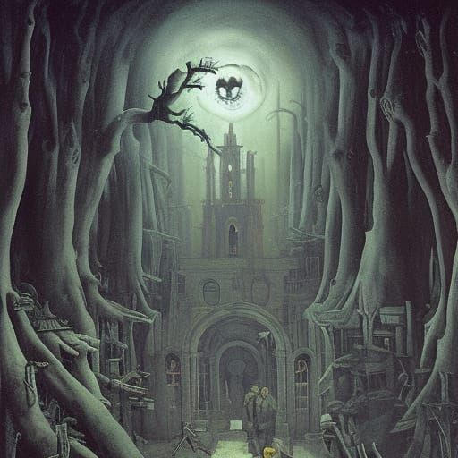 Eerie Werewolf in Toxic Gas, Masterpiece Painting