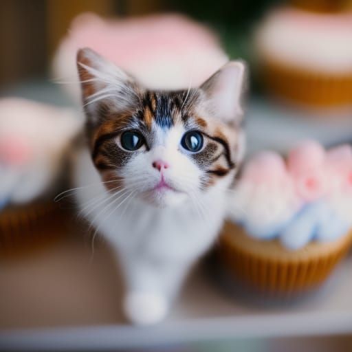 Adorable Cat Cupcake in Professional Photography Style
