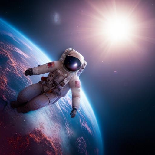 Astronaut Floating in Space: Fantasy Concept Art