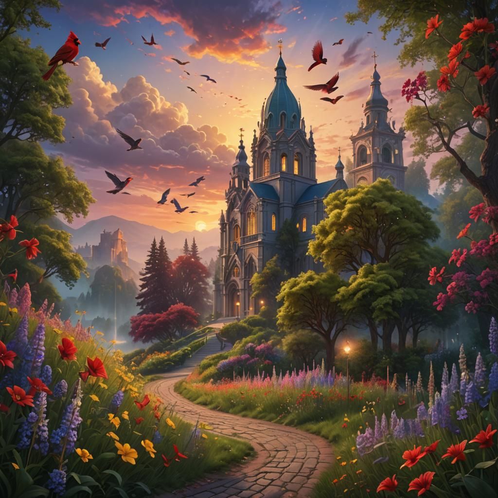 Winding Road to Church: Digital Matte Painting