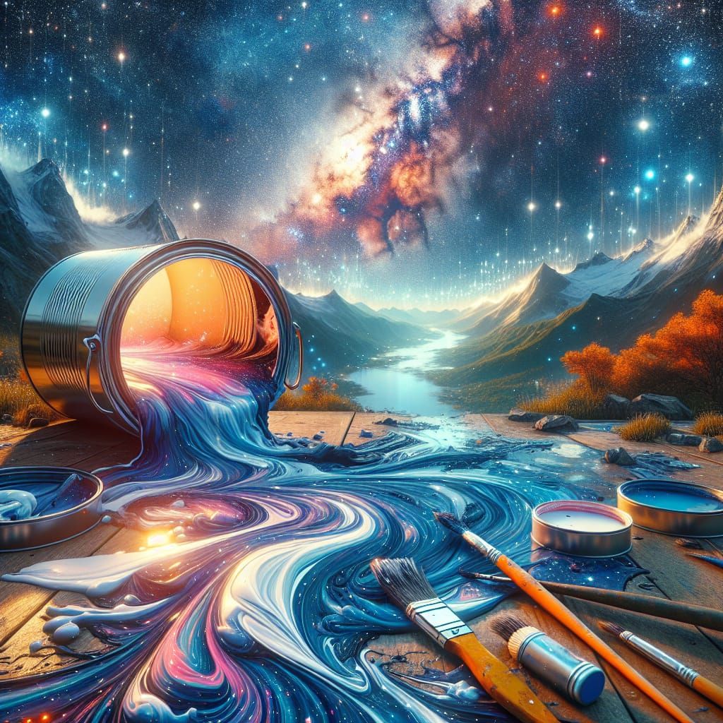Paint Can Spill: A Starry Night Sky