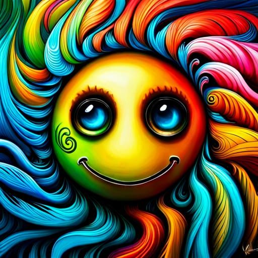 Graffiti Smiley Face in Tim Burton Style