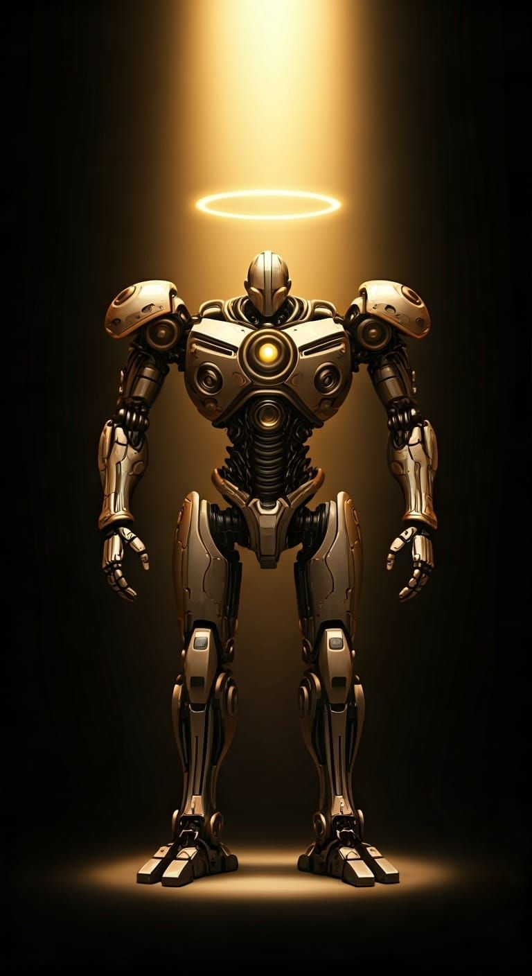 Robot with Halo in Divine Light