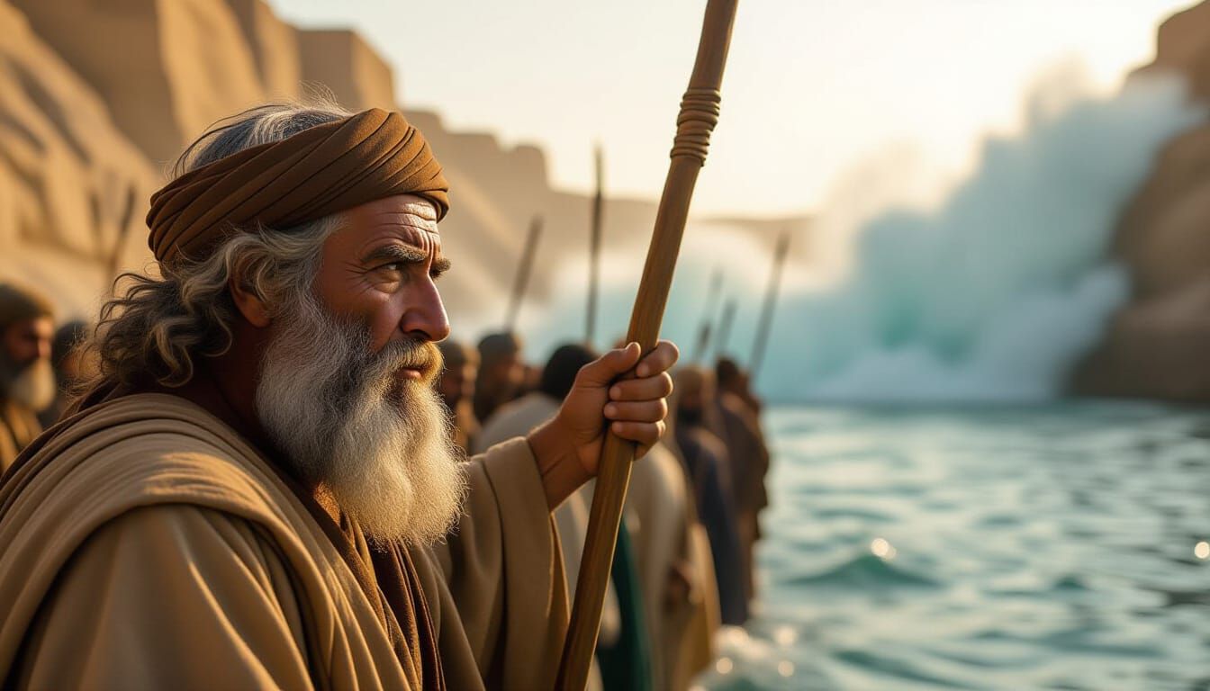 Moses Leads Israelites Through Parted Red Sea