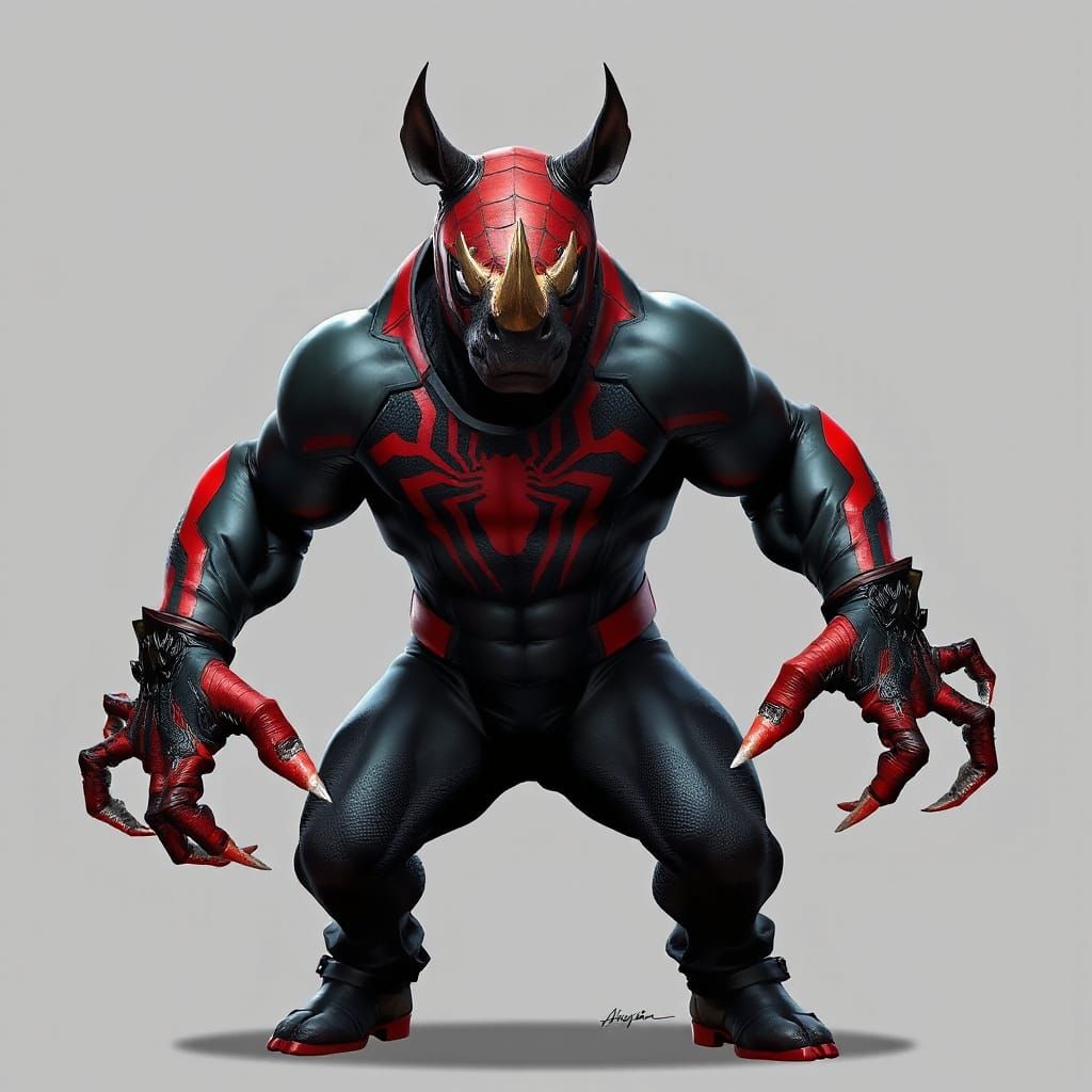 Spider-Rhino Hybrid in Gritty Comic Book Style