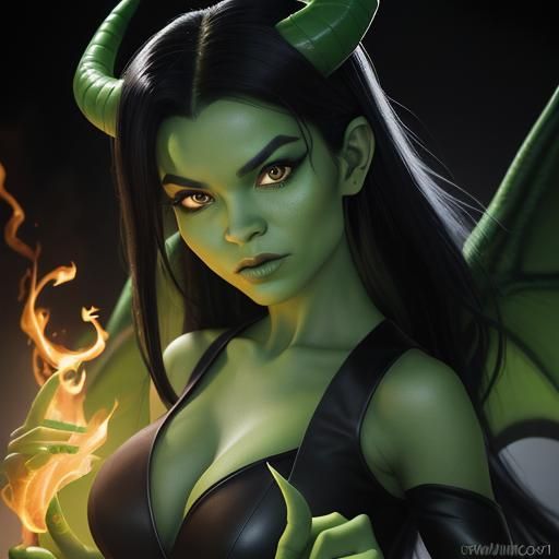 Shego as Dragon: Professional Color Portrait